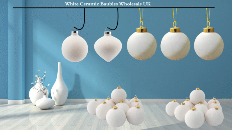 White Ceramic Baubles Wholesale UK