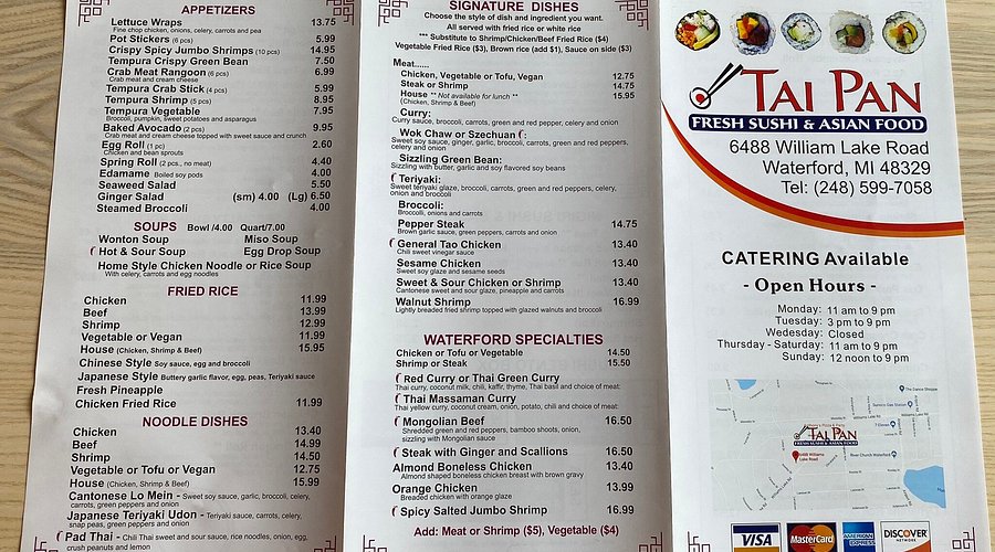 Tai Pan Chinese Restaurant Menu